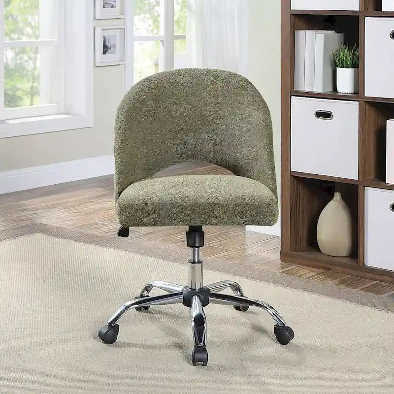 Upholstered Swivel Office Chair, Rose Gold Base, Single Seat – Garden / Mauve / Moonlit / Sand / Burgundy / Sage