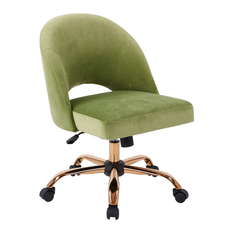 Upholstered Swivel Office Chair, Rose Gold Base, Single Seat – Garden / Mauve / Moonlit / Sand / Burgundy / Sage