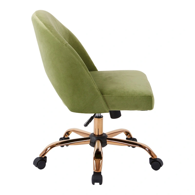 Upholstered Swivel Office Chair, Rose Gold Base, Single Seat – Garden / Mauve / Moonlit / Sand / Burgundy / Sage