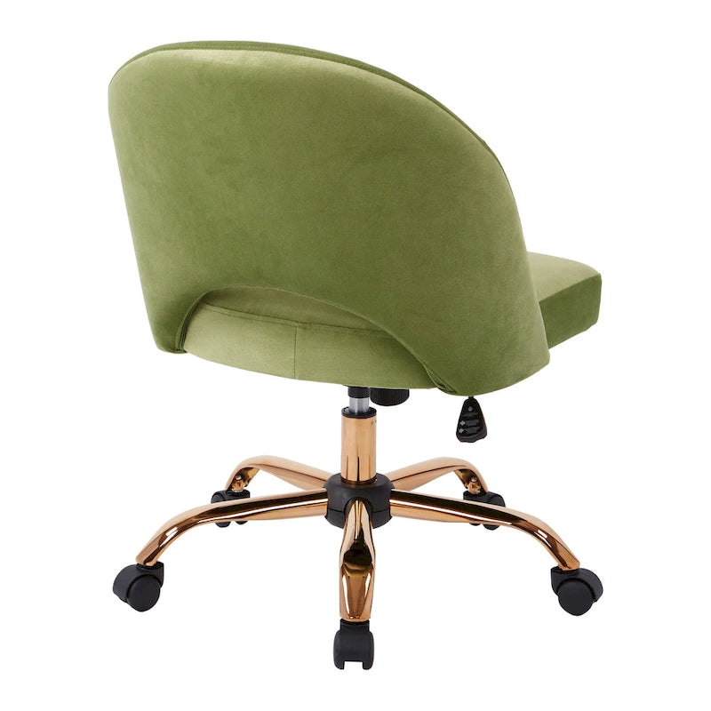 Upholstered Swivel Office Chair, Rose Gold Base, Single Seat – Garden / Mauve / Moonlit / Sand / Burgundy / Sage