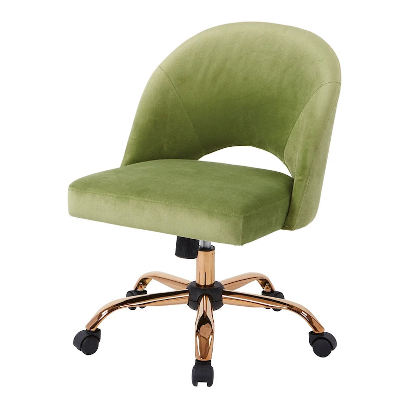 Upholstered Swivel Office Chair, Rose Gold Base, Single Seat – Garden / Mauve / Moonlit / Sand / Burgundy / Sage
