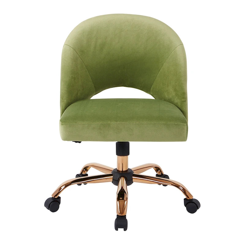 Upholstered Swivel Office Chair, Rose Gold Base, Single Seat – Garden / Mauve / Moonlit / Sand / Burgundy / Sage