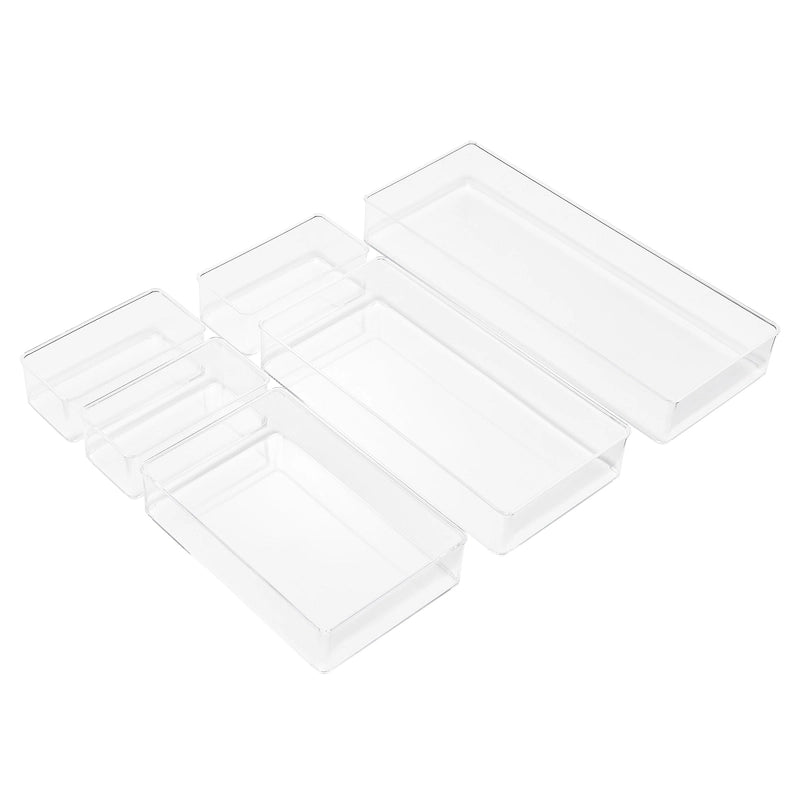 Clear Glossy 6-Piece Drawer Organizer Set