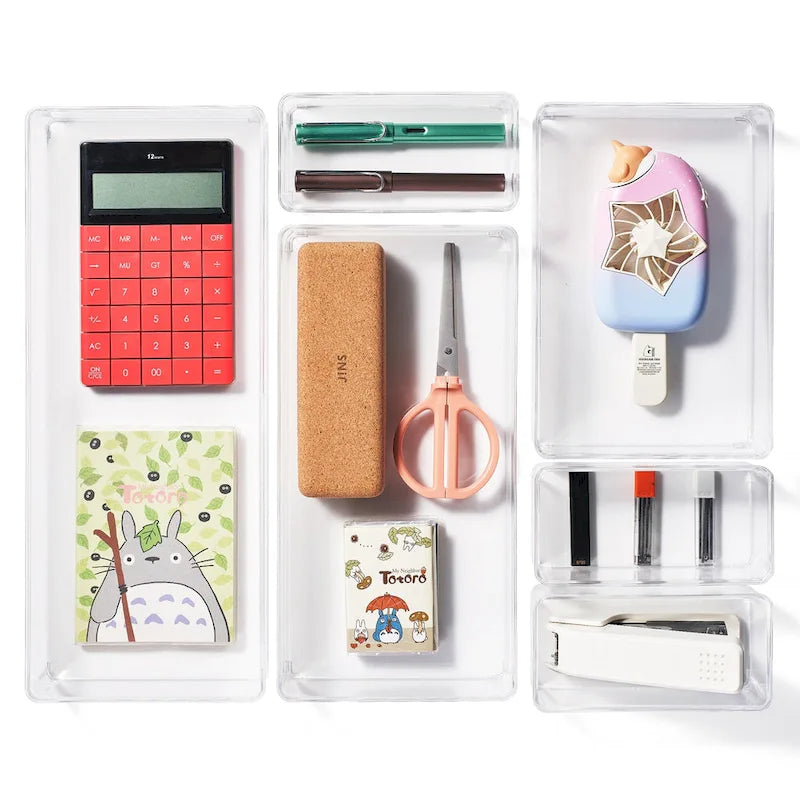 Clear Glossy 6-Piece Drawer Organizer Set