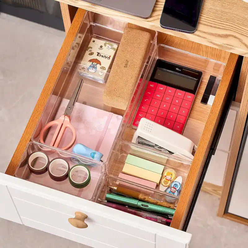 Clear Glossy 6-Piece Drawer Organizer Set