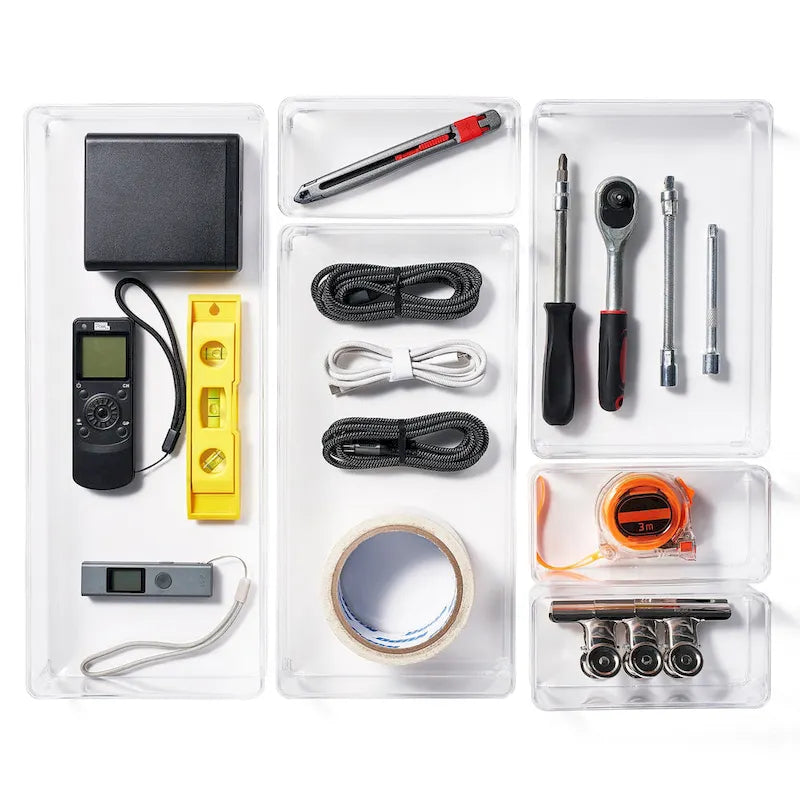 Clear Glossy 6-Piece Drawer Organizer Set