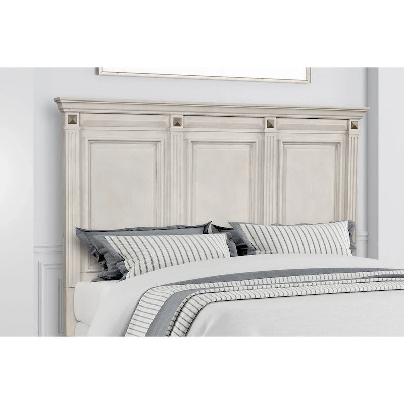 Renova Distressed Parchment Wood Panel Bed