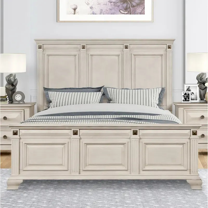Parchment White Double Panel Bed, Queen/King