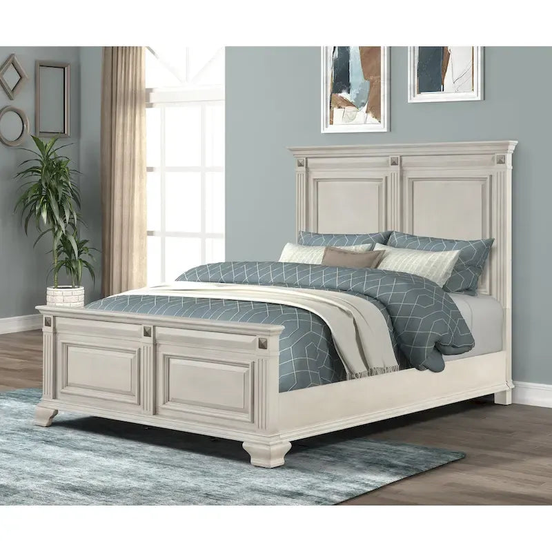 Parchment White Double Panel Bed, Queen/King