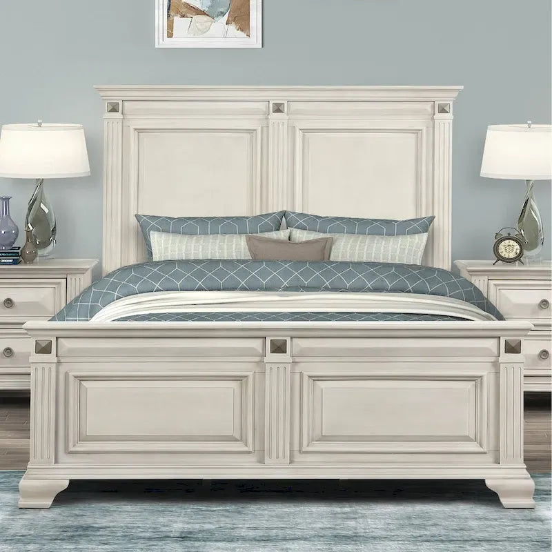 Parchment White Double Panel Bed, Queen/King