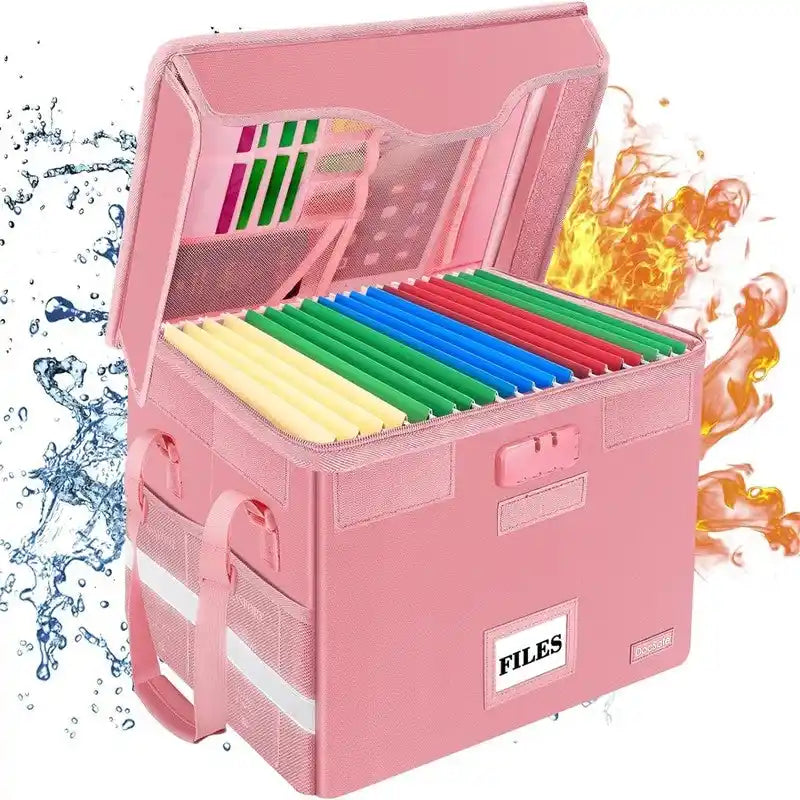 Fireproof Document Storage Box – Silver/Black/Green/Blue/Pink, Single-User