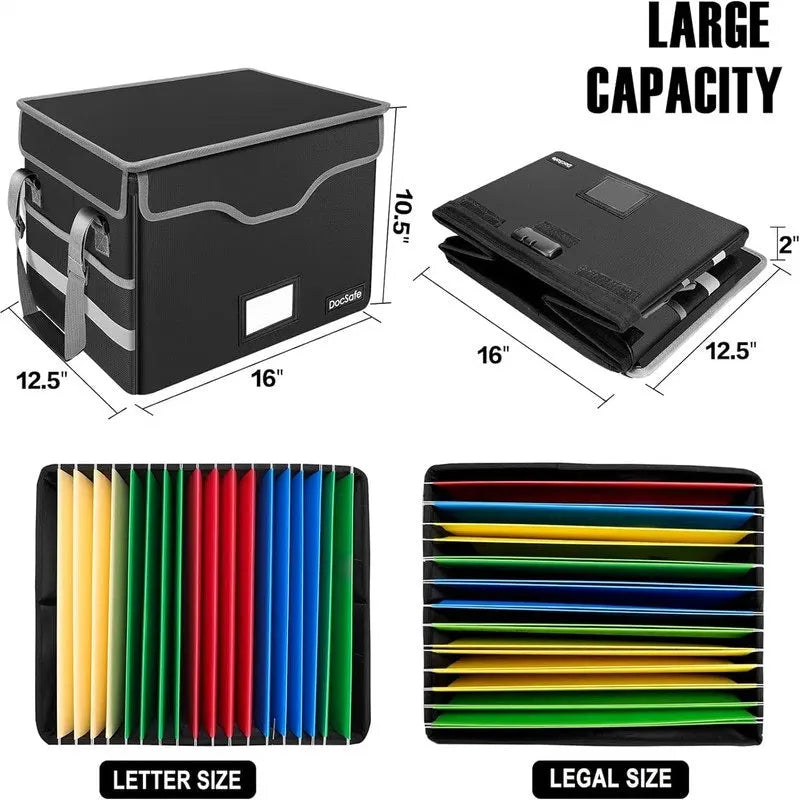 Fireproof Document Storage Box – Silver/Black/Green/Blue/Pink, Single-User