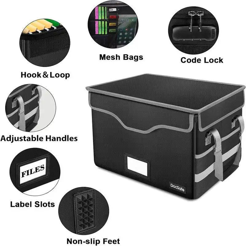 Fireproof Document Storage Box – Silver/Black/Green/Blue/Pink, Single-User