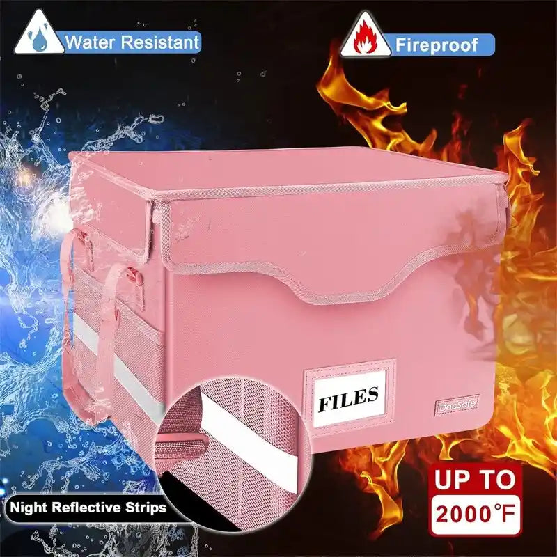 Fireproof Document Storage Box – Silver/Black/Green/Blue/Pink, Single-User