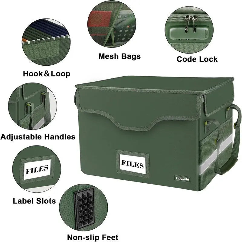 Fireproof Document Storage Box – Silver/Black/Green/Blue/Pink, Single-User