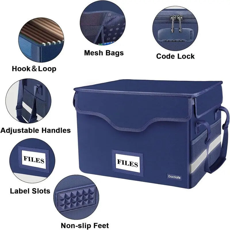 Fireproof Document Storage Box – Silver/Black/Green/Blue/Pink, Single-User