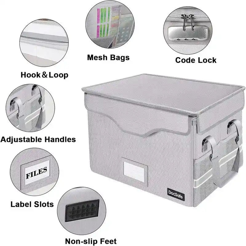Fireproof Document Storage Box – Silver/Black/Green/Blue/Pink, Single-User