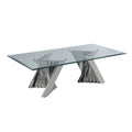 Silver Glass Top Coffee Table with Spiral Base