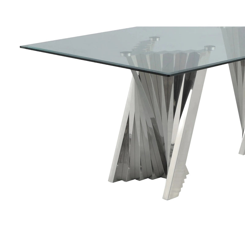 Silver Glass Top Coffee Table with Spiral Base