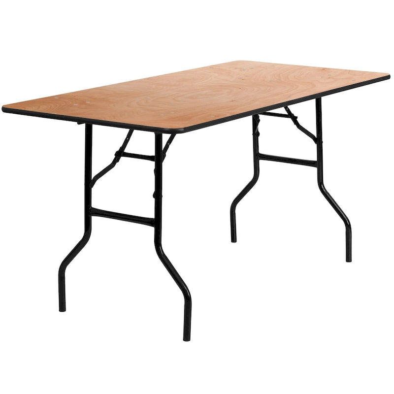 Natural Rectangle Folding Table, Single-Person, Wood & Metal