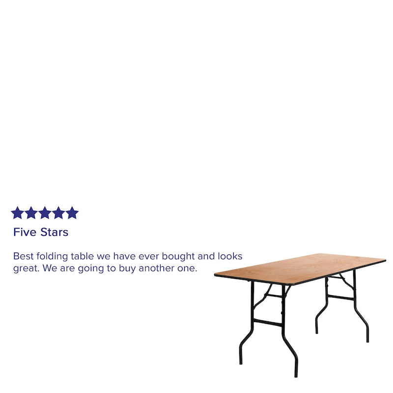 Natural Rectangle Folding Table, Single-Person, Wood & Metal