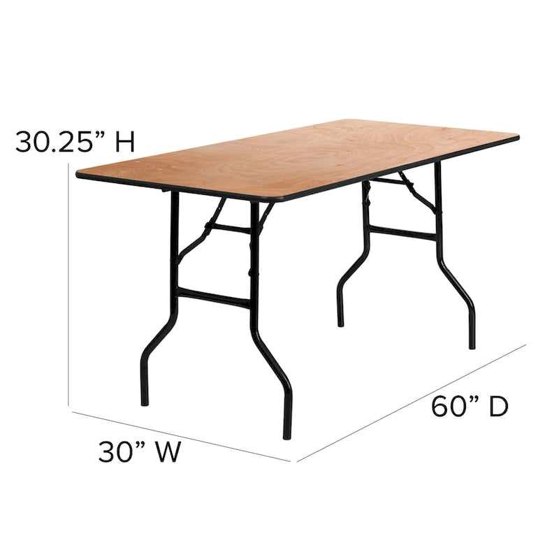 Natural Rectangle Folding Table, Single-Person, Wood & Metal