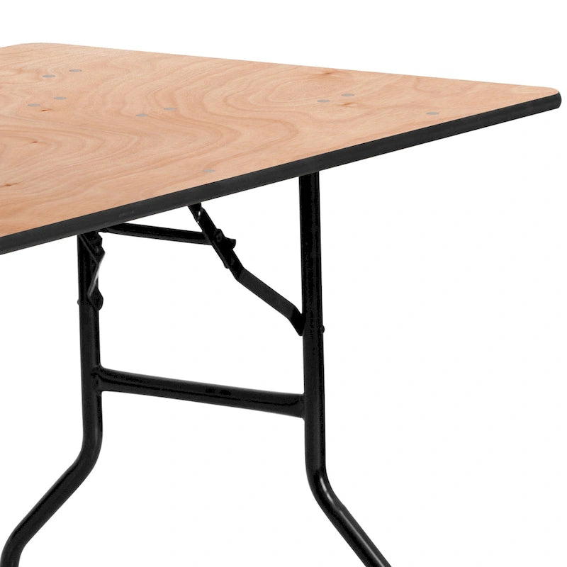 Natural Rectangle Folding Table, Single-Person, Wood & Metal