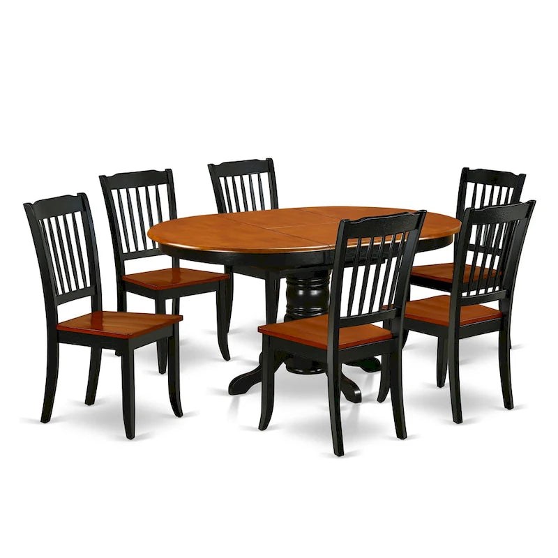 Black & Cherry Oval Dining Table Set, 42x60 In, 5-Piece / 7-Piece