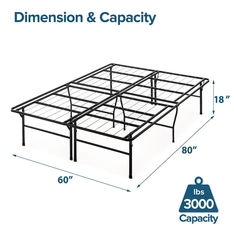 Black Queen Steel Mattress Foundation, 1-Person
