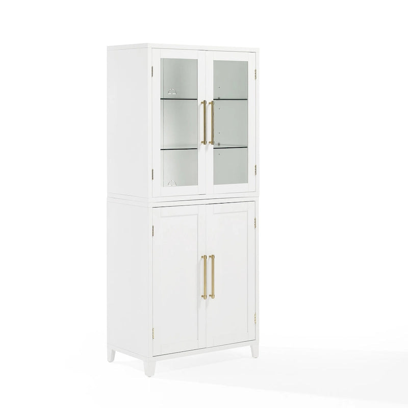 Crosley Roarke Pantry Storage Cabinet With Glass Door Hutch