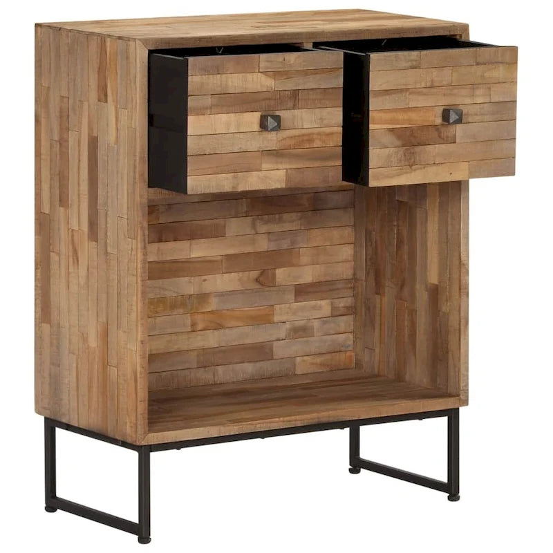 Brown Reclaimed Teak Sideboard with Steel Frame