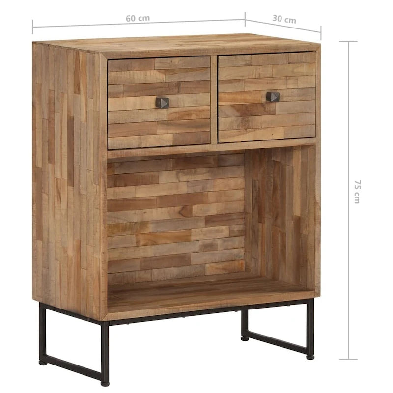 Brown Reclaimed Teak Sideboard with Steel Frame