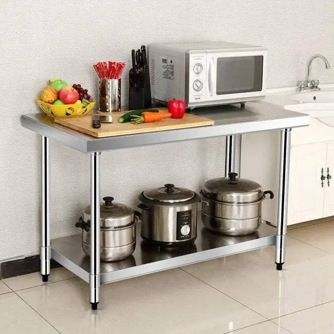 Silver Stainless Steel Work Table, Single-User, 36"L x 24"W x 35"H