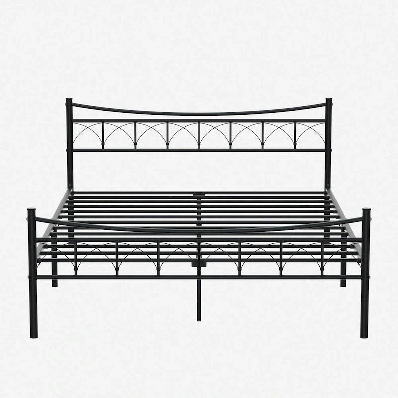 Black Metal Platform Bed Frame with Headboard – Twin/Full/Queen, 1-Person
