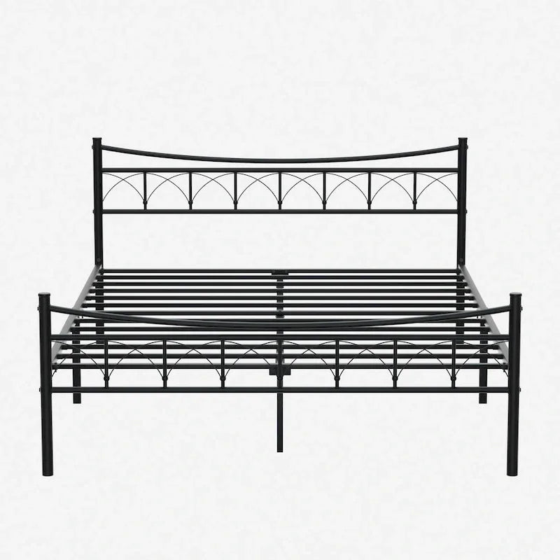 Black Metal Platform Bed Frame with Headboard – Twin/Full/Queen, 1-Person