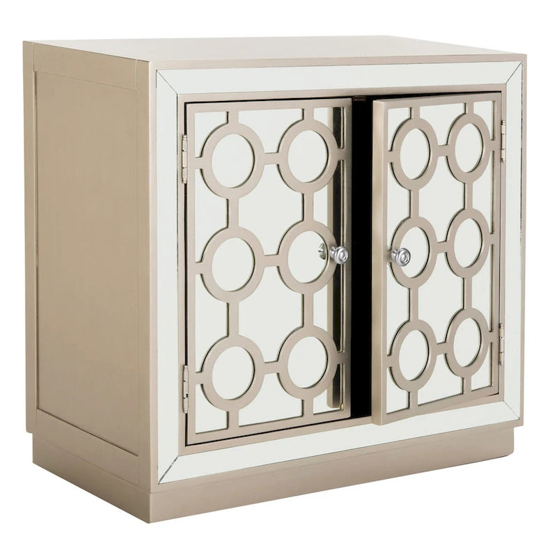 Champagne 2-Door Mirrored Storage Chest, 32"W x 16"D x 29"H
