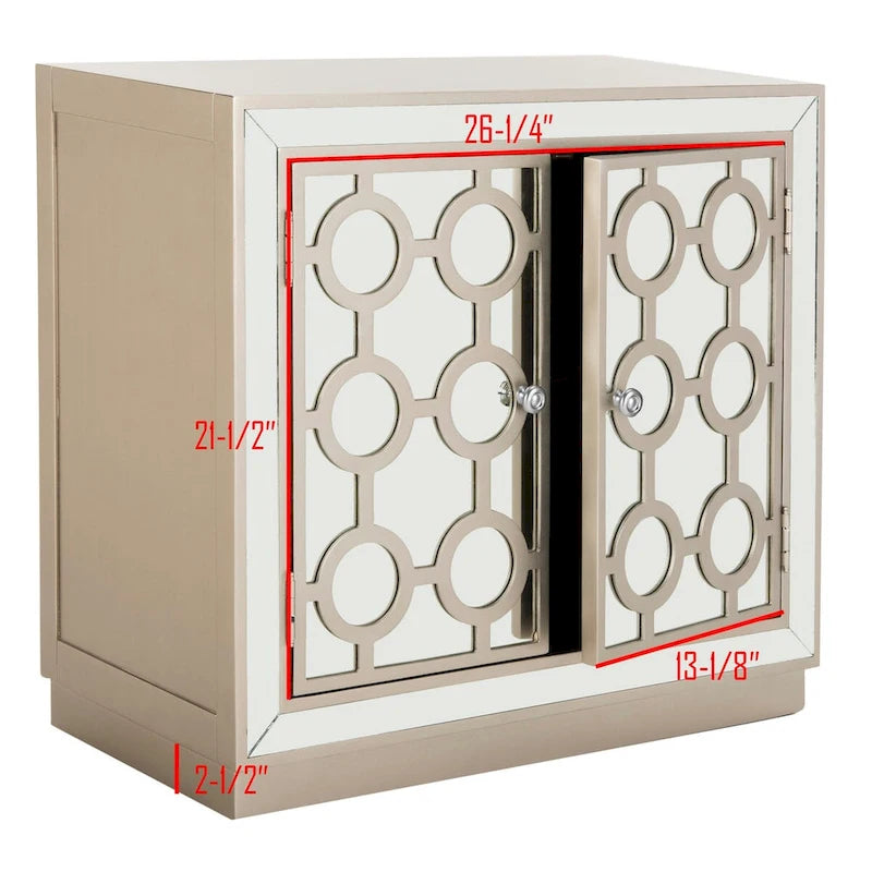 Champagne 2-Door Mirrored Storage Chest, 32"W x 16"D x 29"H