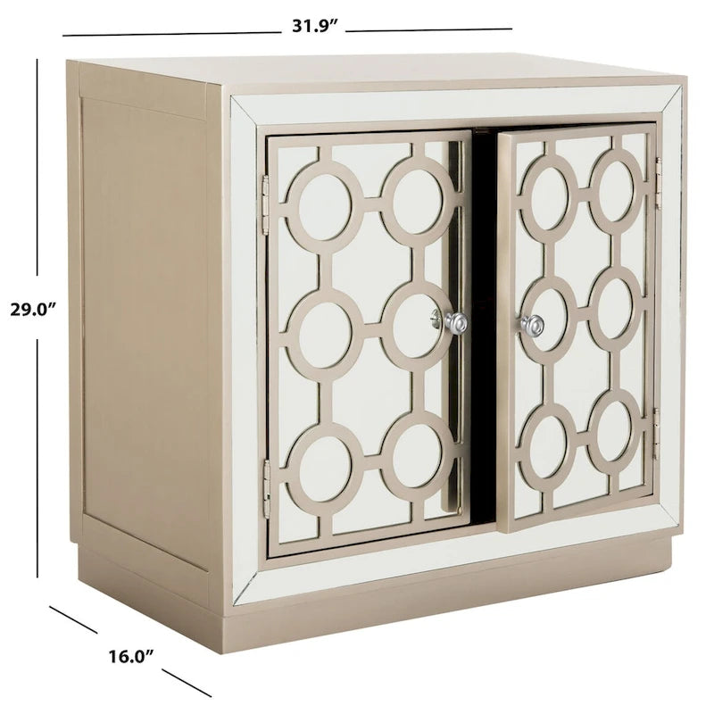Champagne 2-Door Mirrored Storage Chest, 32"W x 16"D x 29"H