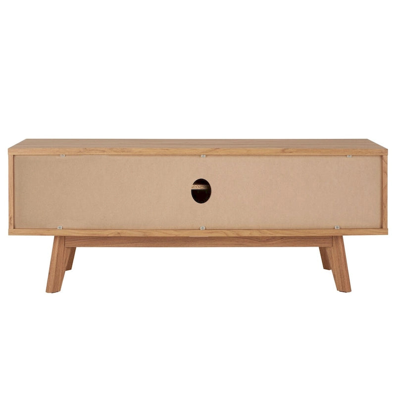 Oak/Black/Walnut/White Mid-Century Slatted 2-Door TV Stand, Single