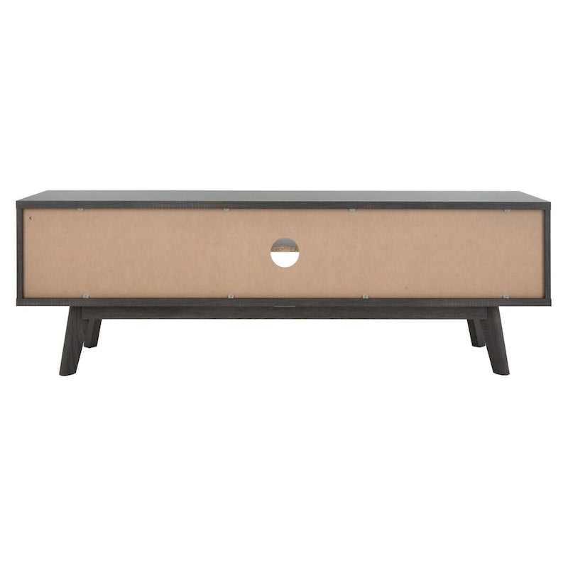 Oak/Black/Walnut/White Mid-Century Slatted 2-Door TV Stand, Single