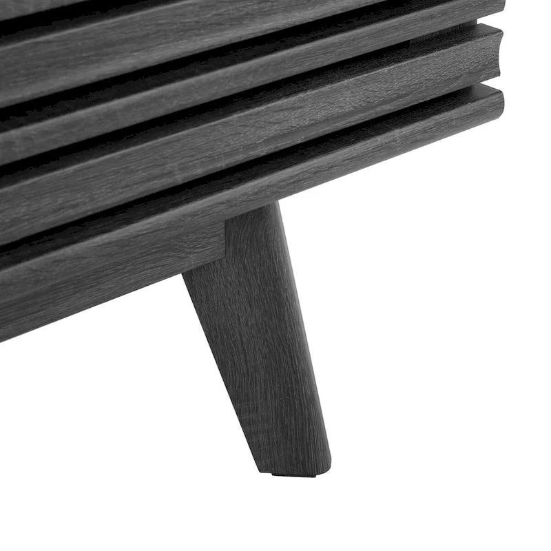 Oak/Black/Walnut/White Mid-Century Slatted 2-Door TV Stand, Single