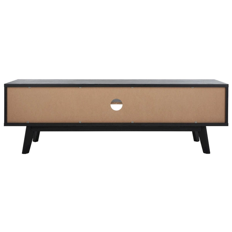 Oak/Black/Walnut/White Mid-Century Slatted 2-Door TV Stand, Single