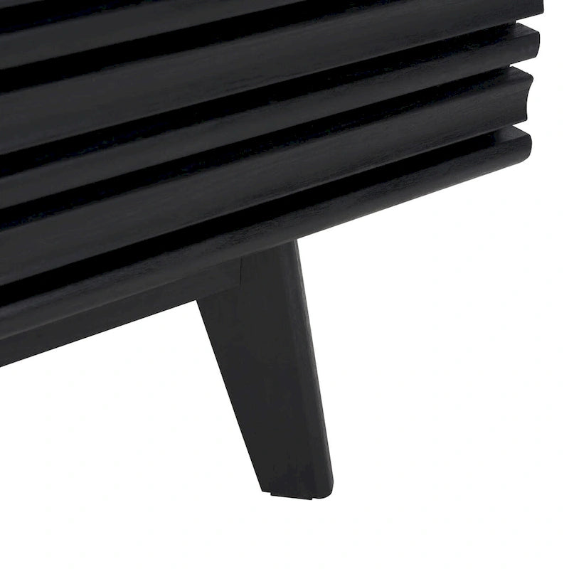 Oak/Black/Walnut/White Mid-Century Slatted 2-Door TV Stand, Single