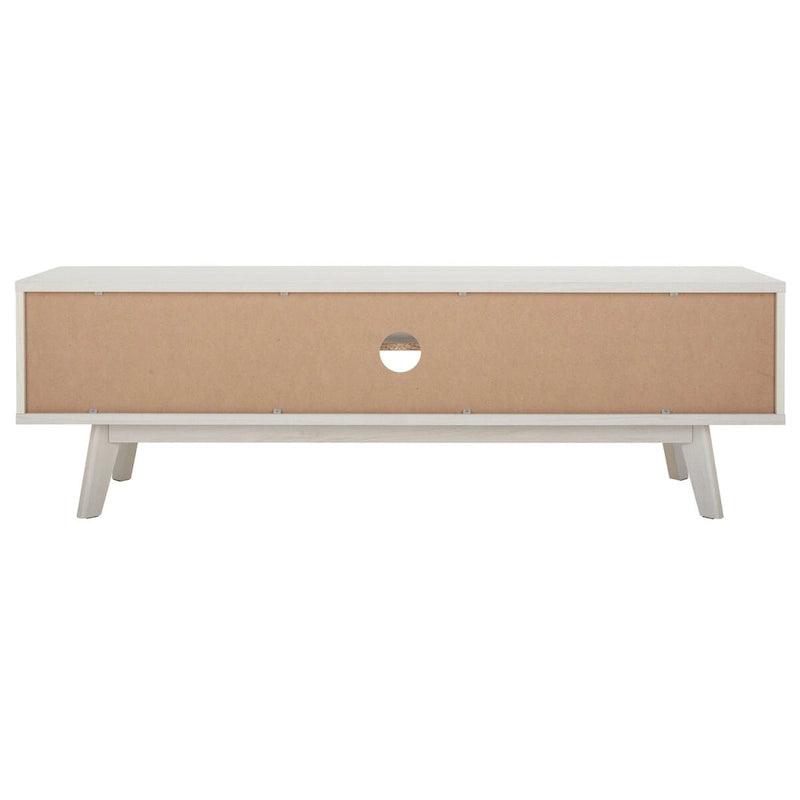 Oak/Black/Walnut/White Mid-Century Slatted 2-Door TV Stand, Single