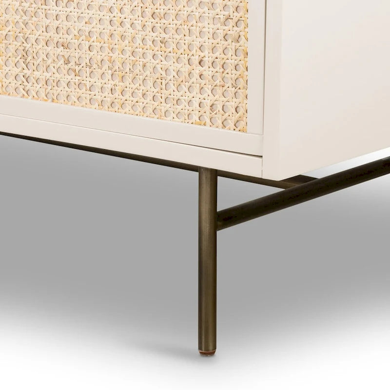 Matte Alabaster 6-Drawer Dresser with Cane Panels