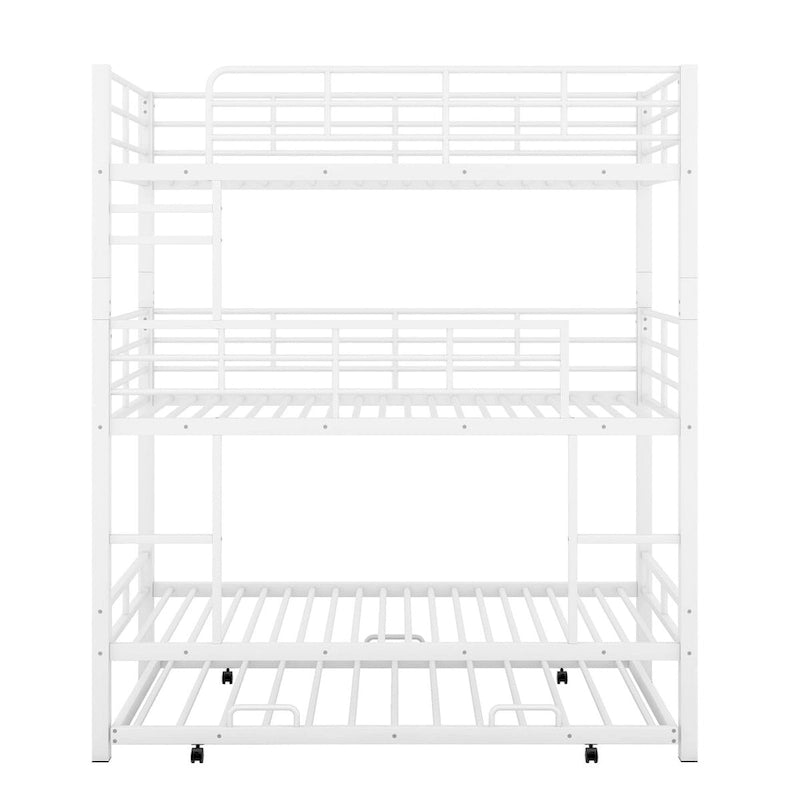 Metal Twin Size Triple Bunk Bed With Trundle