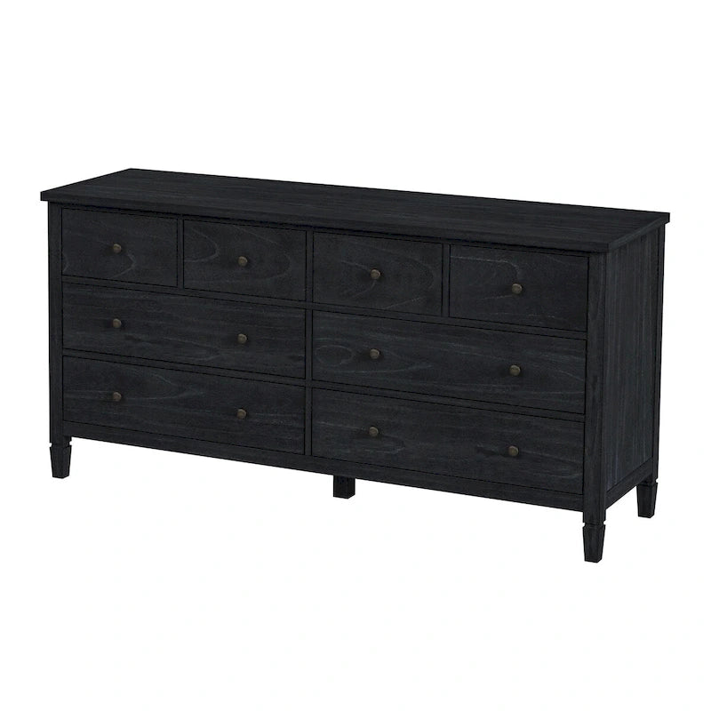 8-Drawer Wood Dresser – Desert Sand / Black Cane