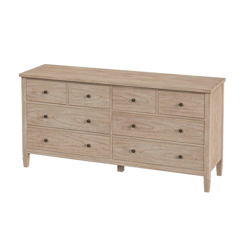 8-Drawer Wood Dresser – Desert Sand / Black Cane