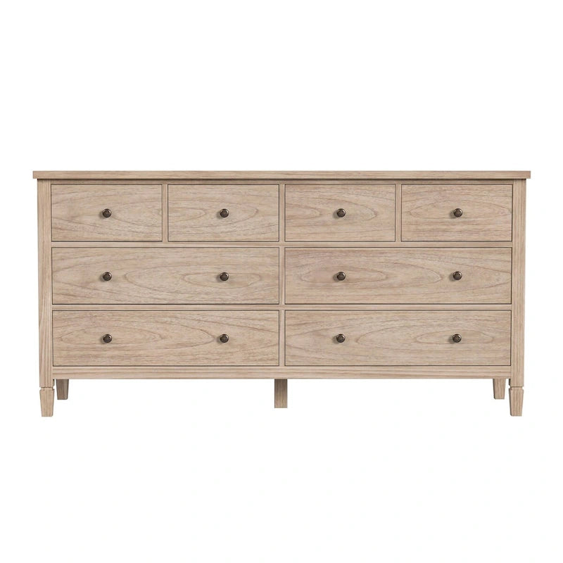 8-Drawer Wood Dresser – Desert Sand / Black Cane
