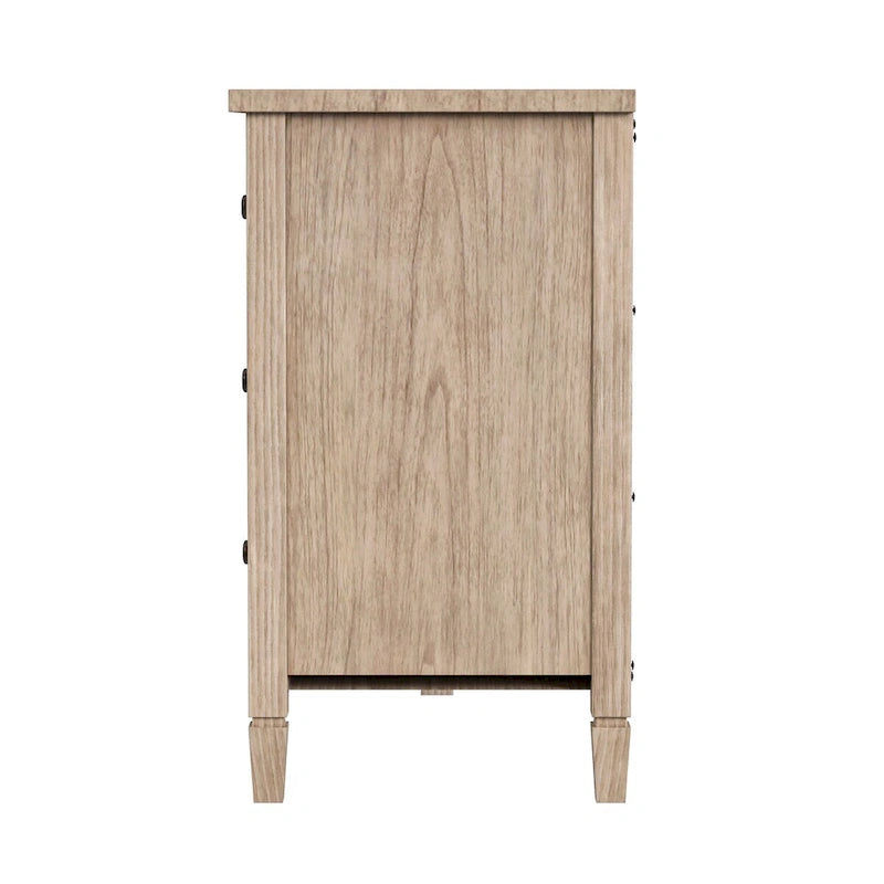 8-Drawer Wood Dresser – Desert Sand / Black Cane